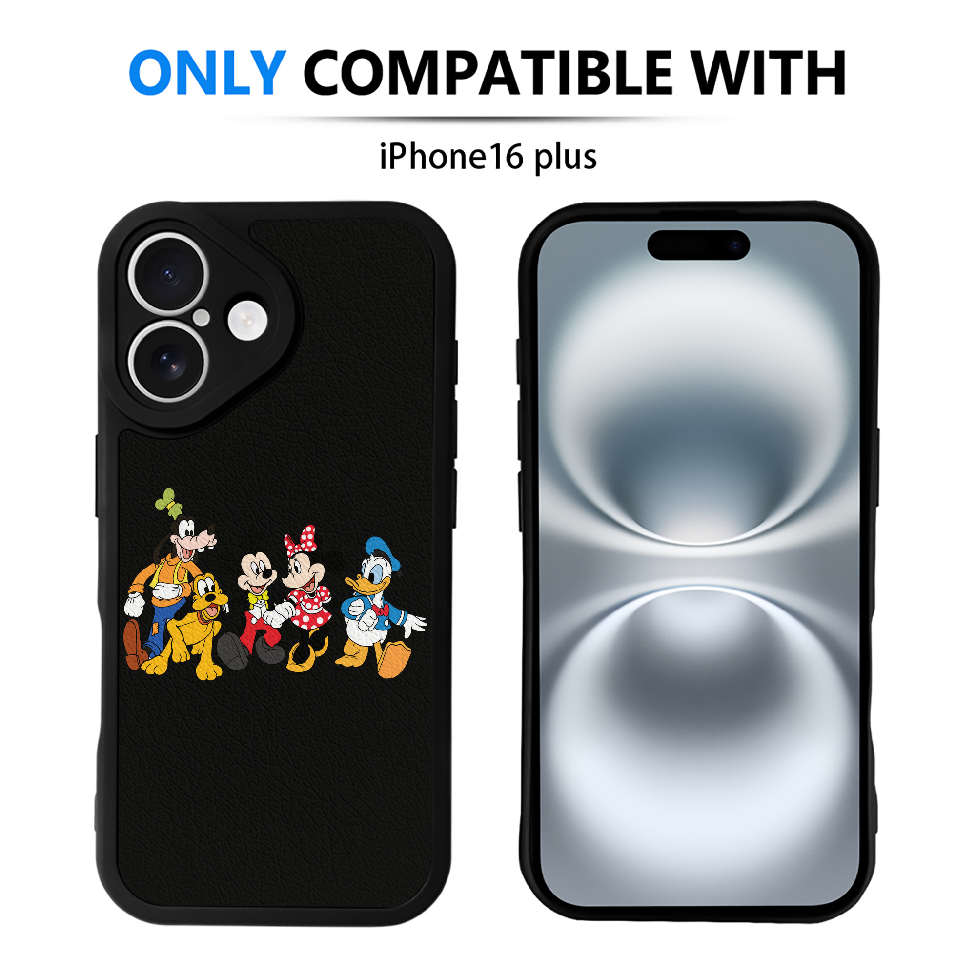 （画像用） ミッキーマウス Mickey Mouse 【iPhone 16シリーズ対応】シリコンスマホケース（レザー調） 材質：シリコン